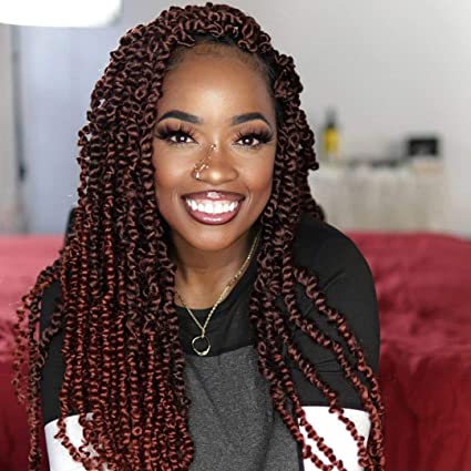 Toyotress Tiana Passion Twist Hair Ombre Copper Pre-Twisted 8 Packs (12 strands/pack) Passion Twists Pre-Looped Crochet Braids Made Of Bohemian Hair Synthetic Braiding Hair Extension (20 inch, T350)