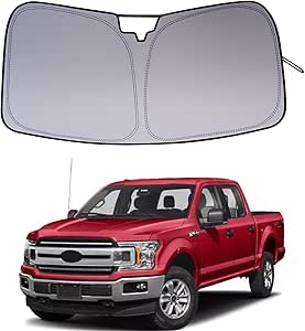 JDMCAR 2024 Upgrade Windshield Sun Shade Compatible with 2015-2020 Ford F150 Accessories,Foldable Front Sun Visor,F-150 Sunshade,Fits Lariat,King Ranch,Platinum,XL,XLT,Limited and Raptor Model