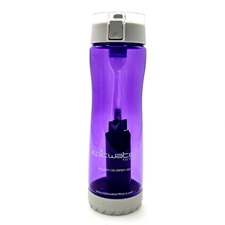 The Nomad | Water Filter Bottle by Epic Water Filters | Purple | 25 oz 740 mL | 100% BPA- and BPS-Free | Includes 1 Everyday Filter to Remove Lead, Fluoride, Chromium 6 and More