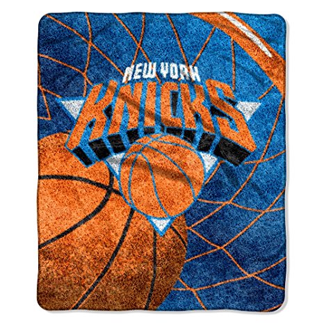 NBA New York Knicks 50-Inch-by-60-Inch Sherpa on Sherpa Throw Blanket "Reflect" Design