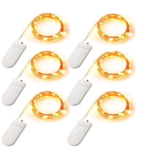 6PCS LED String Lights Battery Powered Fairy Micro Lights 2M 20 LEDs LED Moon Lights YIHONG Fairy String Lights Copper Wire Waterproof For Costume Wedding Party Centerpiece Bottle Lights Decoration