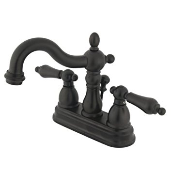 Kingston Brass KB1605AL Heritage 4-Inch Centerset Lavatory Faucet with Metal Lever Handle, Oil Rubbed Bronze