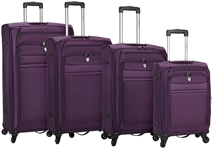 Travelers Club Business Class Expandable Spinner Luggage, Premium Purple, 4 Piece Set (20/24/28/32)