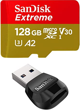 SanDisk Extreme 128GB microSD UHS-I Card with Adapter - Up to 160MB/s with SanDisk MobileMate USB 3.0 microSD Card Reader