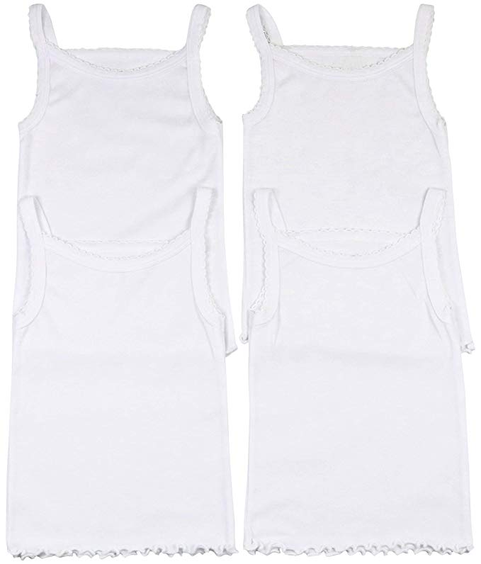 ToBeInStyle Girl's 4 Pack Ruffle Hem Spaghetti Strap Tank Tops