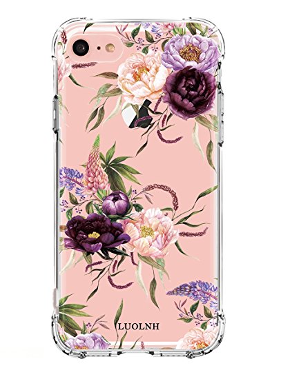 iPhone 5 case, iPhone 5s Se Case with flowers, LUOLNH Slim Shockproof Clear Floral Pattern Soft Flexible TPU Back Cover -3 Color flowers