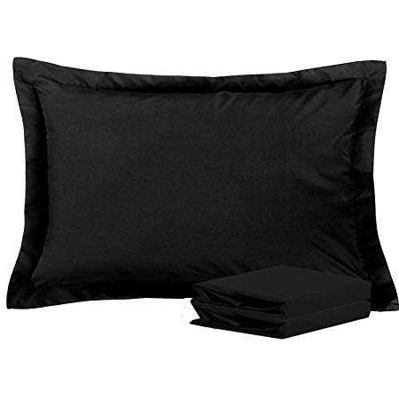 NTBAY Standard Pillow Shams, Set of 2, 100% Brushed Microfiber, Soft and Cozy, Wrinkle, Fade, Stain Resistant (Black, Standard)