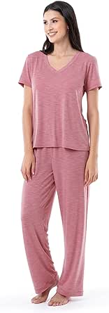 Fruit of the Loom Women's Short Sleeve Tee and Pant 2 Piece Sleep Pajama Set