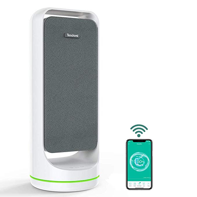 TENDOMI WiFi Smart Air Purifier with True HEPA, Fan Air Purifiers for Home, Bedroom, Office, Dual-Fan Quiet Air Cleaner for Pet, Dust, Allergies, Timer&Schedule, 6-Color Night Light, 5-Year Warranty