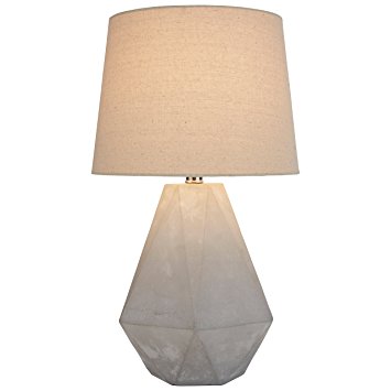 Rivet Diamond Cut Concrete Table Lamp, 20"H, With Bulb, Nickel Finish