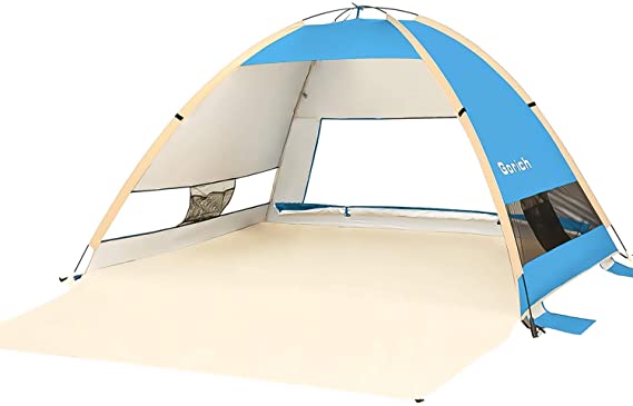 Gorich Large Pop Up Beach Tent Beach Umbrella Automatic Sun Shelter Cabana Easy Set Up Light Weight Camping Fishing Tents 4 Person Anti-UV Portable Sunshade for Family Adults
