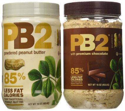 PB2 - Bundle 1 Peanut Butter and 1 Chocolate Peanut Butter, 1 lb Jar (2-pack)