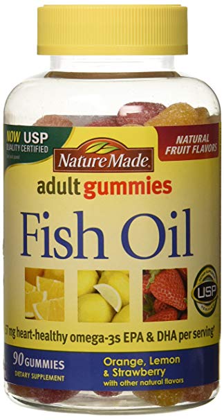 Nature Made Fish Oil Adult Gummies - Orange Lemon & Strawberry Banana 90 Ct, Pack of 2