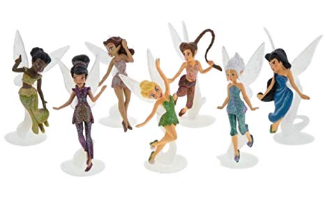 Disney Parks Pixie Hollow Fairies Collectible 7 Piece Figure Set (Tinkerbell, Silvermist, Fawn, Rosetta, Iridessa, Vidia, Periwinkle)