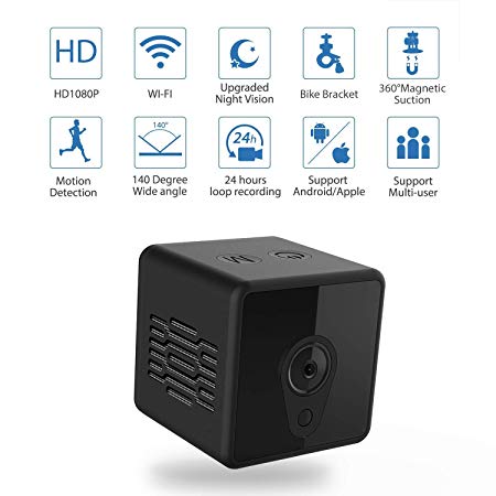 Spy Hidden Camera Jayol 1080P HD Mini WiFi Nanny Camera with IR Night Vision Monitor Motion Detection for Indoor/Outdoor for Home/Office/Baby/Pet Security Surveillance Cam (Black)