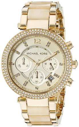 Michael Kors Women's Quartz Watch with Black Dial Chronograph Display and MK5632 different materials
