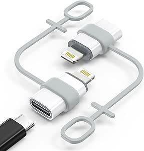 MoKo USB C to Lightning Adapter, Not for Audio/OTG, Lightning Male to USB C Female Adapter for iPhone 14/13/12/11/X Series, iPad/AirPods, Support Charging & Data Sync, with Anti-Lost Loop, White