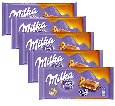 Milka Milk Chocolate, 100g/3.5oz (CHIPS AHOY, PACK OF 5)