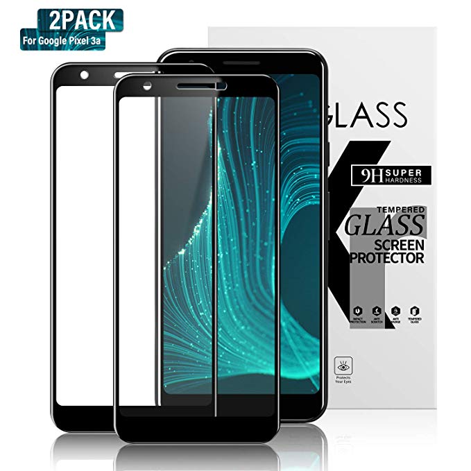 Gozhu (2-Pack) Google Pixel 3a Tempered-Glass Screen Protector, Bubble Free, Fingerprint, Scratch, and Force-Resistant,Case-Friendly Screen Protector for The Google Pixel 3a