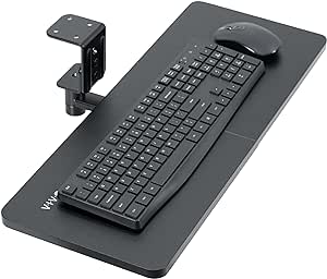 VIVO Rotating Computer Keyboard and Mouse Tray Under Desk Mount, Swiveling 25 x 10 inch Platform, Ergonomic Typing, Black, MOUNT-KB01B