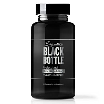 Black Bottle Hair Growth Support Vitamins - Hair Loss Help Supplement DHT Blocker Help - Saw Palmetto - Biotin 10000 MCG - Hair Loss Products for Men Potent 40 Ingredient Restoration   (3 pack)