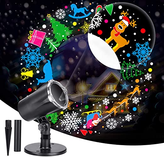 IIDEE Christmas Projector Light, 3D LED Outdoor Projector Waterproof Light with Rotating Snowflake for Xmas Party Festival