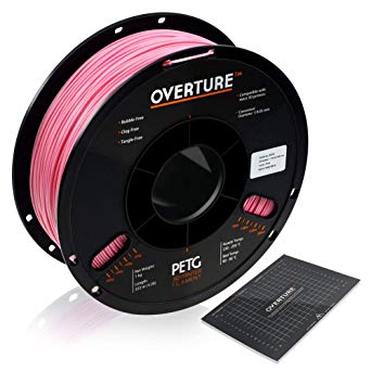 OVERTURE PETG Filament 1.75mm with 3D Build Surface 200 x 200 mm 3D Printer Consumables, 1kg Spool (2.2lbs), Dimensional Accuracy  /- 0.05 mm, Fit Most FDM Printer, Pink