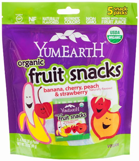 YumEarth Organic Fruit Snacks, 5 Count, net wt. 3.5oz ( Packaging May Vary )