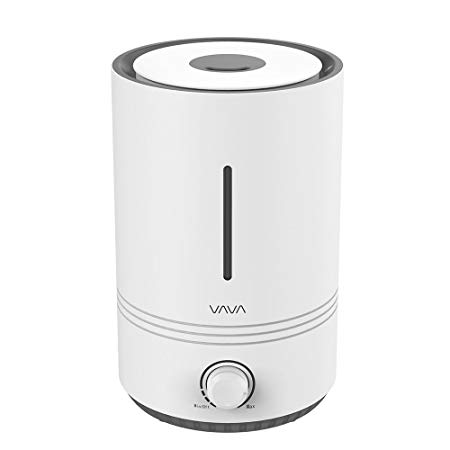 VAVA Top Fill Humidifiers, 4.3L Ultrasonic Cool Mist Humidifier for Bedroom Nursery [BPA Free], Easy to Clean, 17-36 Hours, Whisper-Quiet, Auto Shut Off, Blue Mood Light, (100V-240V) (White)