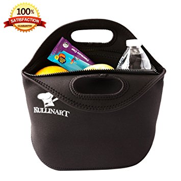 Large Lunch Bag - Insulated Neoprene Tote - Heavy Duty Zipper - 13 x 11.5 x 5 inches - for Men, Women & Kids