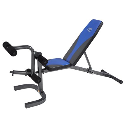 Pure Fitness Adjustable Weight Bench (Flat, Incline, Decline), Blue/Black
