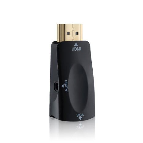 VicTec 1080P Tiny and Portable HDMI Male to VGA Female Video Converter Adapter Dongle with 3.5mm Audio Port for HDMI Devices - Black