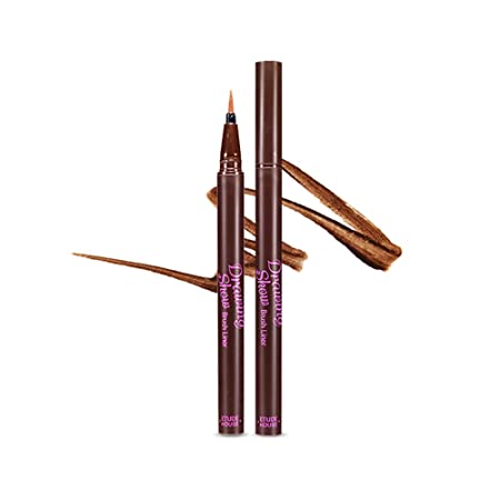 ETUDE Drawing Show Brush Eyeliner #BR401 Brown (21AD) | Clear-Cut Soft Brush Eyeliner for a Long-Lasting Eyes Makeup | K-beauty