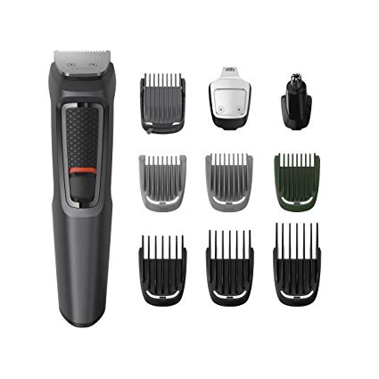 Philips Series 3000 10-in-1 Multi Grooming Kit for Beard, Hair and Body with Nose Trimmer Attachment - MG3747/33