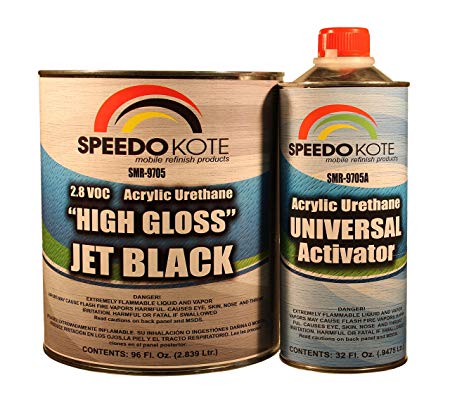 High Gloss Jet Black 2K Acrylic Urethane, 3:1 Gallon Kit w/Activator, SMR-9705-M