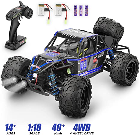 Remote Control Car,1:18 Scale RC Racing High Speed Car,2.4GHz RC Road Monster Truck Included 2 Rechargeable Batteries,4WD All Terrains Waterproof Drift Off-Road Vehicle,Toy for Boys Teens Adults