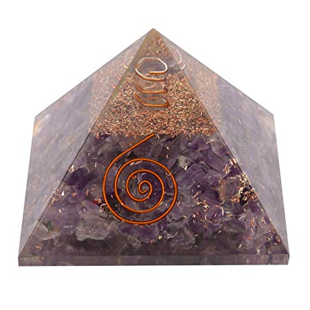 Aatm Energy Generator Amethyst Orgone Pyramid for EMF Protection Chakra Healing Meditation with Crystal and Copper - 3 and 3 Inches (We assure the quality only when you buy from Collection)