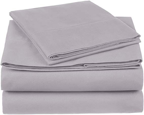Pinzon 300 Thread Count Organic Cotton Bed Sheet Set, Twin XL, Dove Grey