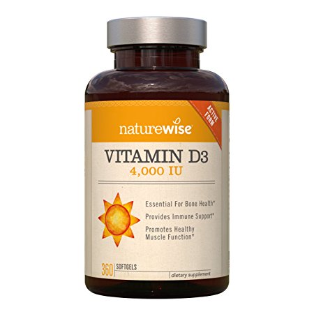 NatureWise Vitamin D3 4,000 IU for Healthy Muscle Function, Bone Health and Immune Support, Gluten Free & Non-GMO in Cold-Pressed Organic Olive Oil,1-year supply, 360 count (4000IU)