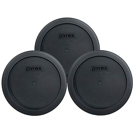 Pyrex 7201-PC 4 Cup Round Storage Cover for Glass Bowls (3, Black)