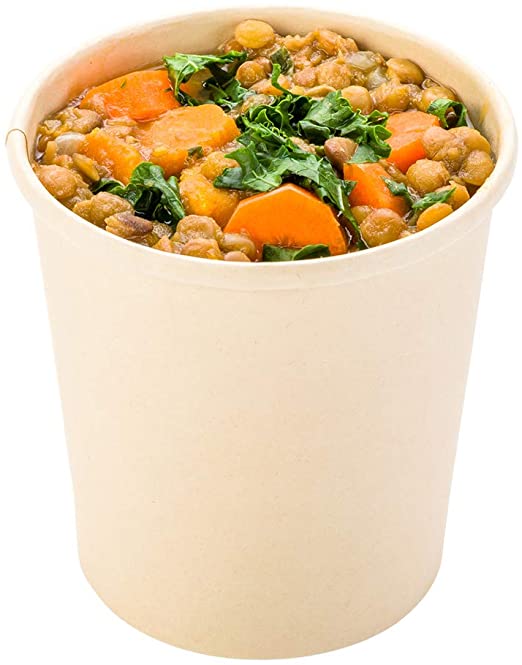 200-CT Disposable 16-OZ Bio Soup Container - Large Kraft Soup Cups: Perfect for Cafes - Eco-Friendly Recyclable Paper Cup - Wholesale Takeout Food Container - Lid Available - Restaurantware