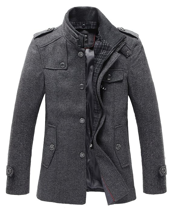 Wantdo Men's Wool Blend Pea Coat