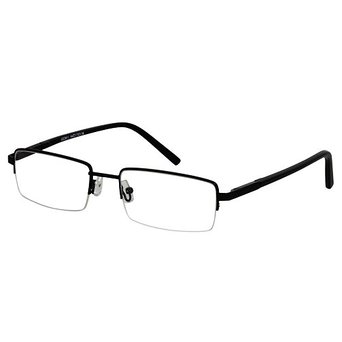 EyeBuyExpress Rectangle Black Reading Glasses Half Rim Spring Hinges
