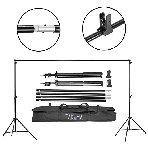 Takama Photo Video Studio 10Ft Adjustable Backdrop Support System Light Stands with Background Holder Kit