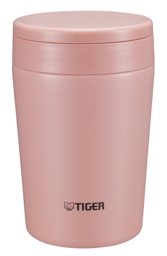 Tiger MCL-A038 PC Vacuum Insulated Thermal Soup Cup, Stainless Steel, Wide Mouth, 12 oz/0.38L, Cream Pink