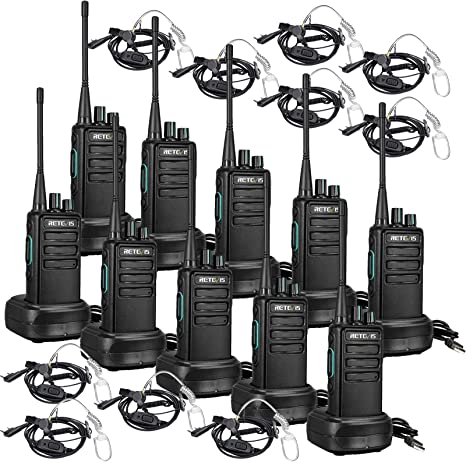 Retevis RB29 2 Way Radio for Adults, Walkie Talkies Long Range with Earpieces,Wireless Cloning,Strong Compatibility, USB Charger, Hands Free Two Way Radio for Warehouse Education Commercial (10 Pack)