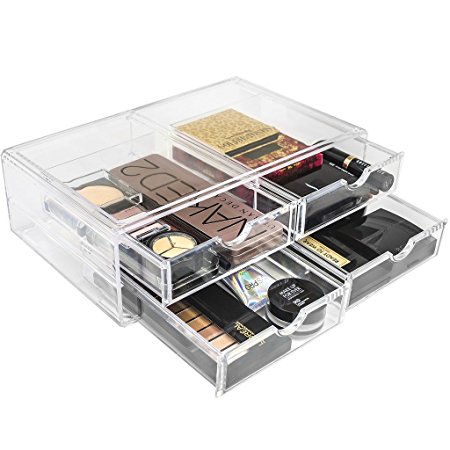 Sorbus® Acrylic Cosmetics Makeup and Jewelry Storage Case X-Large Display Sets –Interlocking Scoop Drawers to Create Your Own Specially Designed Makeup Counter –Stackable and Interchangeable