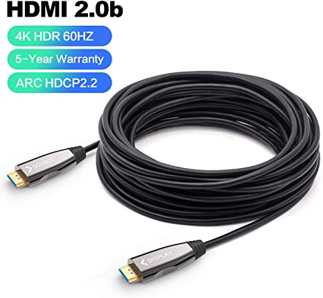 DELONG 50ft Long Fiber Optic HDMI Cable Support 4K UHD 60Hz at 18Gbps Ultra high Speed,Support 4K UHD/HDR/HDTV/3D IMAX/Dolby Vision (100ft/50ft/30ft Optional)