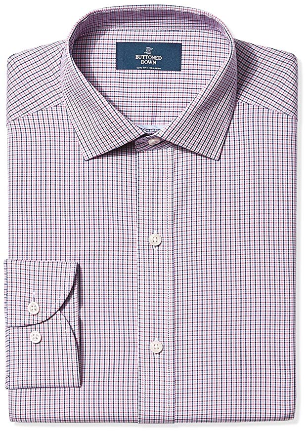 Buttoned Down Men's Slim Fit Check Non-Iron Dress Shirt