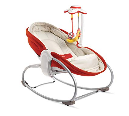 Tiny Love 3-in-1 Rocker Napper, Newborn Baby Bouncer with Recline, Music and Lights, Suitable from Birth, 0 Month  , Red